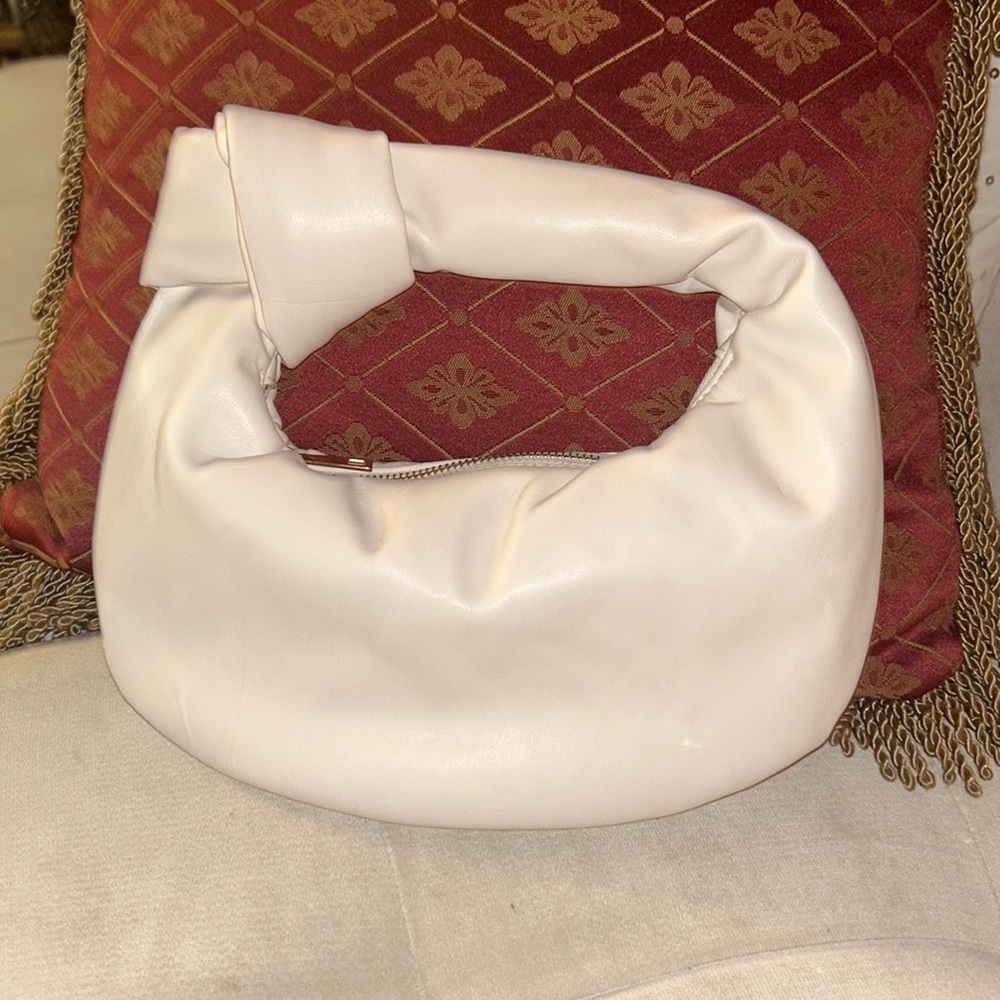 Melie Bianco Top Knot Hand Bag Cream Colored